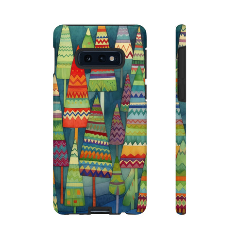 Knitted Christmas Trees - Impact Resistant Phone Case Samsung Galaxy S10E Glossy